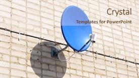  Presentation with satellite - PPT theme enhanced with field of bright red corn poppy flowers in summer background and a coral colored foreground