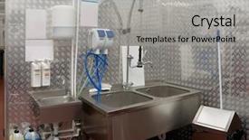  Presentation with haccp - Colorful slide deck enhanced with dish-washing room at food backdrop and a light gray colored foreground