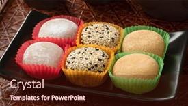  Presentation with japanese - Presentation theme having dish-with-a-variation background and a wine colored foreground