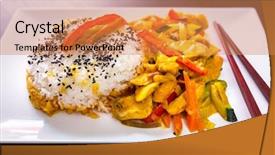  Presentation with chicken curry - Presentation with dish with chicken in green background and a coral colored foreground