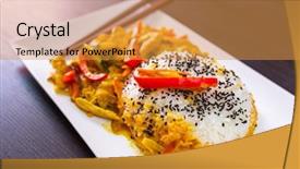  Presentation with chicken curry - PPT theme consisting of dish with chicken in green background and a gold colored foreground