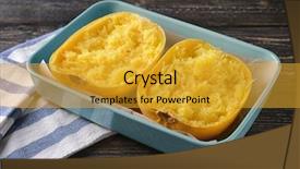  Presentation with spaghetti - Colorful presentation theme enhanced with dish with cut spaghetti squash backdrop and a gold colored foreground