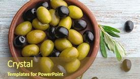  Presentation with olive green - Cool new PPT layouts with dish with different olives backdrop and a tawny brown colored foreground