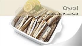  Presentation with razor - Theme featuring arcuatus - dish with fresh cooked razor background and a lemonade colored foreground