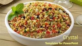  Presentation with garden - Colorful PPT theme enhanced with dish-with-fresh-cooked-tabouleh backdrop and a coral colored foreground
