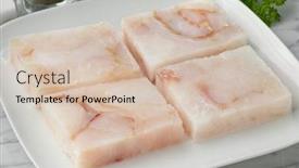  Presentation with frozen fish - Amazing presentation design having dish-with-frozen-cod-fish backdrop and a lemonade colored foreground