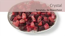  Presentation with moroccan - Beautiful slides featuring dish with moroccan salad with beets and potatoes on white background backdrop and a soft green colored foreground