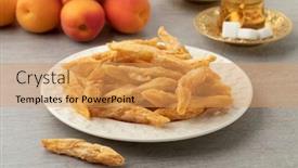  Presentation with an orange sweet potato - Cool new presentation design with dish-with-rolls-of-dried backdrop and a yellow colored foreground