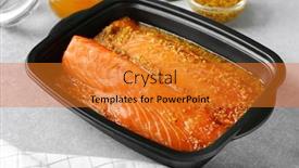  Presentation with salmon dish - PPT layouts enhanced with dish with salmon fillet in honey mustard marinade on table background and a gold colored foreground