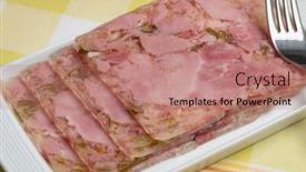  Presentation with german - Presentation consisting of dish-with-sliced-traditional-german background and a coral colored foreground