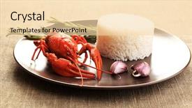  Presentation with basmati rice white rice rice - Slides having dish with steamed white rice and boiled crawfish background and a lemonade colored foreground