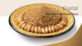  Presentation with almonds - Beautiful presentation design featuring dish-with-traditional-moroccan-homemade backdrop and a yellow colored foreground
