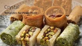  Presentation with cookies - PPT theme consisting of dish-with-traditional-syrian-cookies background and a coral colored foreground