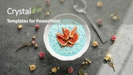  Presentation with vegan food - Presentation design featuring dish with yummy spirulina smoothie background and a gray colored foreground
