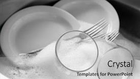  Presentation with wash - Slides having dishes in kitchen sink closeup background and a light gray colored foreground