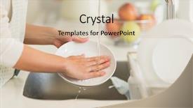  Presentation with kitchen - Audience pleasing presentation theme consisting of dishes in the kitchen sink backdrop and a coral colored foreground