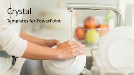  Presentation with kitchen sink splash - Presentation featuring dishes in the kitchen sink background and a soft green colored foreground