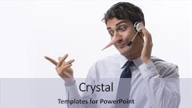  Presentation with rfid phone pay nfc - Slide set with dishonesty - businessman on the phone lying background and a light blue colored foreground