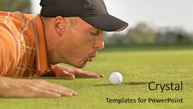  Presentation with golf - PPT layouts featuring dishonesty - close-up of man blowing background and a yellow colored foreground