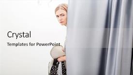  Presentation with dress for success - Slide deck enhanced with dishonesty - woman stealing a dress background and a white colored foreground