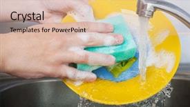  Presentation with kitchen sink splash - Theme featuring dishware kitchen sink sponge wash background and a lemonade colored foreground