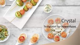  Presentation with table napkin folding - Audience pleasing slide set consisting of dishware with bacon wrapped scallops backdrop and a lemonade colored foreground