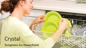  Presentation with dishwashing - Cool new theme with dishwasher happy young woman backdrop and a blonde colored foreground