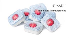  Presentation with tablets - PPT theme with dishwasher-tablets-isolated-on-white background and a white colored foreground