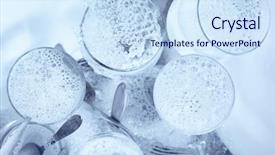  Presentation with dishwashing - Slide deck enhanced with dishwashing - glassware cutlery and dishes background and a sky blue colored foreground