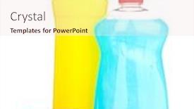 Presentation with dishwashing - Presentation having dishwashing-liquids-and-sponge-isolated background and a lemonade colored foreground