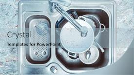  Presentation with dishwashing - PPT theme having dishwashing-pile-of-dirty-dishes background and a light blue colored foreground
