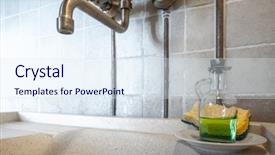  Presentation with dishwashing - Audience pleasing presentation design consisting of dishwashing sink in a kitchen backdrop and a sky blue colored foreground