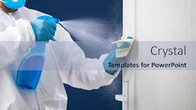  Presentation with infection prevention - Colorful slide deck enhanced with disinfection-cleaning-and-washing backdrop and a light blue colored foreground