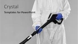  Presentation with medical service - Beautiful presentation theme featuring disinfection-service-and-pandemic-concept backdrop and a light gray colored foreground