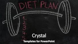  Presentation with barbell - PPT theme consisting of disiplin design - barbell and diet plan list background and a black colored foreground