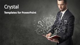  Presentation with doodle - Slides consisting of disiplin design - businessman holding book with doodle background and a dark gray colored foreground