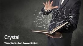  Presentation with sugar doodle - Audience pleasing theme consisting of disiplin design - businessman holding book with doodle backdrop and a dark gray colored foreground