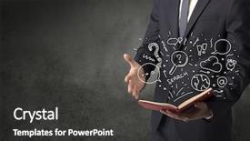  Presentation with doodle - Cool new PPT theme with disiplin design - businessman holding book with doodle backdrop and a dark gray colored foreground