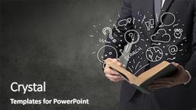  Presentation with doodle - Cool new presentation design with disiplin design - businessman holding book with doodle backdrop and a  colored foreground