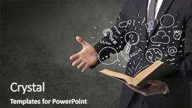  Presentation with book of love - Cool new slide set with disiplin design - businessman holding book with doodle backdrop and a  colored foreground