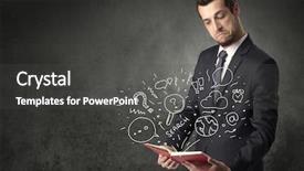  Presentation with poisonus mushroom book - Slide deck having disiplin design - businessman holding book with doodle background and a  colored foreground