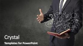  Presentation with doodle - Slide deck with disiplin design - businessman holding book with doodle background and a dark gray colored foreground