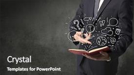  Presentation with maths doodle - Slides with disiplin design - businessman holding book with doodle background and a dark gray colored foreground