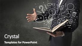  Presentation with doodle - Slide set enhanced with disiplin design - businessman holding book with doodle background and a dark gray colored foreground