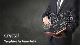  Presentation with doodle - Presentation theme with disiplin design - businessman holding book with doodle background and a dark gray colored foreground