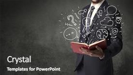  Presentation with doodle - Theme enhanced with disiplin design - businessman holding book with doodle background and a dark gray colored foreground