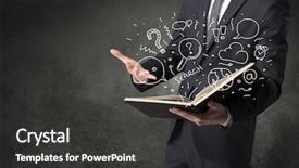  Presentation with holding on to a dream in a changing world - PPT layouts featuring disiplin design - businessman holding book with doodle background and a  colored foreground