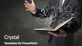  Presentation with maths doodle - Cool new PPT layouts with disiplin design - businessman holding book with doodle backdrop and a  colored foreground