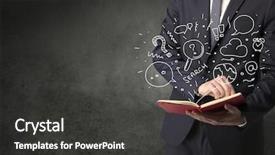  Presentation with doodle - Slide deck with disiplin design - businessman holding book with doodle background and a  colored foreground