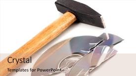  Presentation with information - Audience pleasing presentation theme consisting of disk broken hammer with information backdrop and a  colored foreground